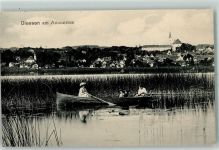 86911 W8918 Dießen a. Ammersee 1910 Karte beschädigt Ruderboot
