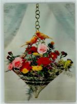 Blumenampel Pedigrohr Vögel Blumengesteck Stereokarte KEINE AK