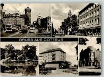 03042 O7500 Cottbus Karte beschädigt Ernst Thälmann Platz Spremberger Straße Stadttheater Geothepark