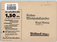 07381 O6840 Pößneck - Bestellung Küchen-Wirtschaftskalender Postkarte
