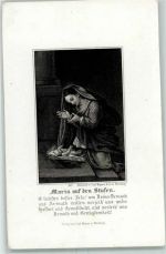 Stahlstich v. Carl Mayer Nürnberg Nr. 217 Maria auf den Stufen Heiligenbild 1850