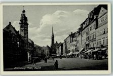 04600 O7400 Altenburg , Thür - Markplatz Kirche Litfaßsäule
