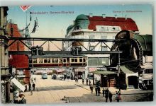 42103 W5600 Barmen 1912 - Schwebebahn Rathausbrücke Straßenbahn Kutsche Kiosk