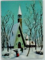 Kirche Kirchgänger Winter SSP41 Stereokarte