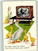 Enten gucken Fernsehen AK Fernseher 1966