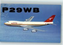 P29WB - John Baker USA Quantas Boing 747 B AK Qsl-Karte