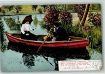 Liebespaar im Ruderboot - Serie Kahnpartie Nr. 3 AK Ruderboot 1905