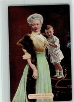 mit Prinz Wilhelm, Pelzmode AK gute erhaltung Kaiserin Auguste Victoria 1909