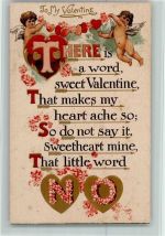 Ty my Valentine - Poesie Spruch, Herzen AK Amor Prägedruck