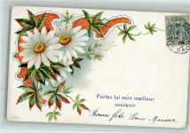 Jugendstil - Blüten u. Ornamente 1906 AK Namenstag Lithographie / Prägedruck