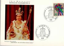 Sonderkarte , Queen Elizabeth Staatsbesuch in Deutschland 1965, Sonderstempel Bonn Adel England