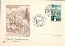 W6640 Hilbringen 1956 Postkutsche Tag der Briefmarke keine AK Philatelistentag
