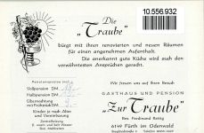 64385 W6149 Fürth , Odenw 1965 KEINE AK Gasthaus "Die Traube" Werbung