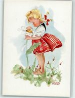 Nr. 1126, sign charlotte Müller - Mädchen mit einer Blume, gute Erhaltung AK Mandt Künstlerkarte