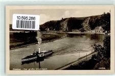 01587 O8400 Riesa - Landpoststempel Diesbar Elbebogen Dampfer