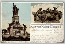 65385 W6220 Niederwald , Jagdschloß 1899 Lithographie Nationaldenkmal