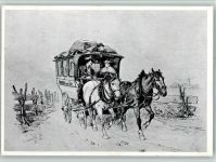 Reisekutsche AK Postkutsche Künstlerkarte