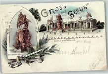 W1000 Berlin Mitte Denkmal Hauptgruppe Adel Kaiser Wilhelm I 1897 Lithographie