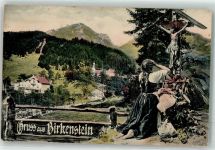 83730 W8165 Birkenstein - Betende junge Frau vor Wegekreuz