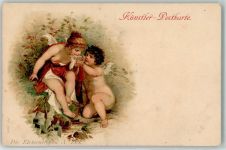 Die Elemente sign. A. Zick AK Engel 1899 Lithographie