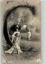NPG Serie 195 Jugendstil Buchstabe C Buchstabenkarte 1905 Fotomontage AK