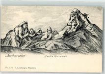 W8240 Berchtesgaden Familie Watzmann Berggesicht 1905 Künstlerkarte