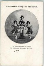 Die 3 kleinsten Schwestern der Welt Tanz Terzett Liliputaner 1910 Gebrauchsspuren