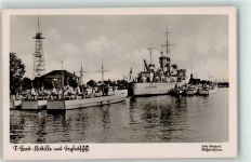 W2940 Wilhelmshaven Schnellboot-Flottille mit Begleitschiff Foto Drüppel Marine WK II Foto AK