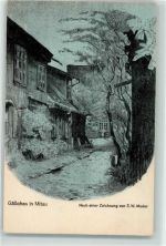 Mitau Jelgava Künstlerkarte Gasse sign. E.W. Muder