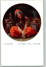 sign. Ismailowitsch Der Liebling Affe Haremsfrau Duftvase Moderne Russische Meister TSN R.M. 157 Kunst Russland Künstlerkarte
