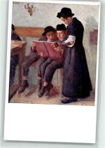 Jüdische Kinder lesen im heiligen Buch BKW.I. 875/4 Jüdischer Typ Lithographie