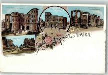 54290 W5500 Trier Lithographie Porta Nigra Kaiserpalast Amphitheater