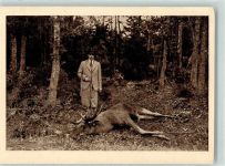 Kaiserbildserie Nr.9 Kaiser Otto mit dem erlegten Elch auf einer schwedischen Hofjagd Adel Jagd