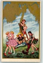Jugend Tanz Gitarre Künstler sign. 1930 Künstlerkarte
