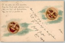 Mond vermenschlicht Gedicht Humor Himmelskörper 1900 Lithographie / Künstlerkarte
