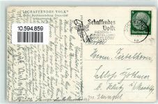 W4000 Düsseldorf Schaffendes Volk 1937 Große Reichsausstellung Kleine Leuchtfontäne Stadt mit Hakenkreuz