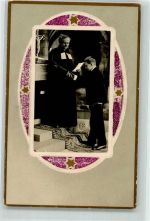 mit Glimmer/Glitzerauflage Passepartout Pastor Konfirmation 1911 Foto AK