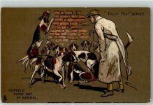 Impressionist Serie 1303 Chromographed Tally Ho! Series Jagdhunde Tucks Künstlerkarte
