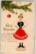 Weihnachtsbaum Tracht Weihnachten Prägedruck