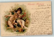 Die Elemente Schaufel Garten sign A. Zick Nr 1512 Engel 1899 Künstlerkarte