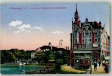 Königsberg Kaliningrad 1915 - am Schlossteich mit Stadthalle