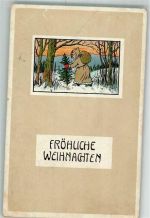 Winterlandschaft Tannenbaum Weihnachten Nikolaus 1915 Gebrauchsspuren
