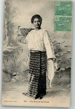 Saigon 1907 Gebrauchsspuren Tracht Briefmarke Bildseite Ort handschriftlich