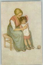 Mutter und Kind , aller Anfang ist schwer / stricken Peters, H. Künstlerkarte