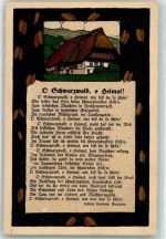 W7800 Freiburg im Breisgau Schwarzwaldhaus und Heimatgedicht von Ludwig Auerbach Verlag Paul Hinsche Künstlersteindruck Künstlerkarte