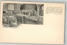Berliner Tierschutzverein A Nr. 70 Ziege Schafe Kühe im Stall Tierschutz Künstlerkarte