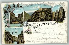 06502 O4308 Thale 1901 Gebrauchsspuren Lithographie Kronentempel Hotel Hexentanzplatz Hirschgrund