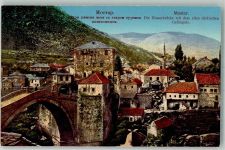 Mostar Foto AK Justizgebäude Gefängnis Römerbrücke