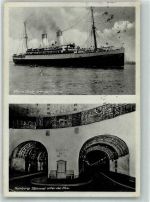 W2000 Hamburg Monte Olivia überr dem Elbtunnel Dampfer 1934 Gebrauchsspuren