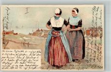 Hollandtrachten aus Marken + Adelskorrespondenz Cassiers, H. 1899 Lithographie / Künstlerkarte